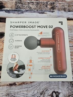 Sharper Image Red and Black PowerBoost Move 02 Portable Percussion Massager